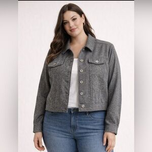 Motto Y2K Women’s Gray Tweed Cropped Jacket Size 22W